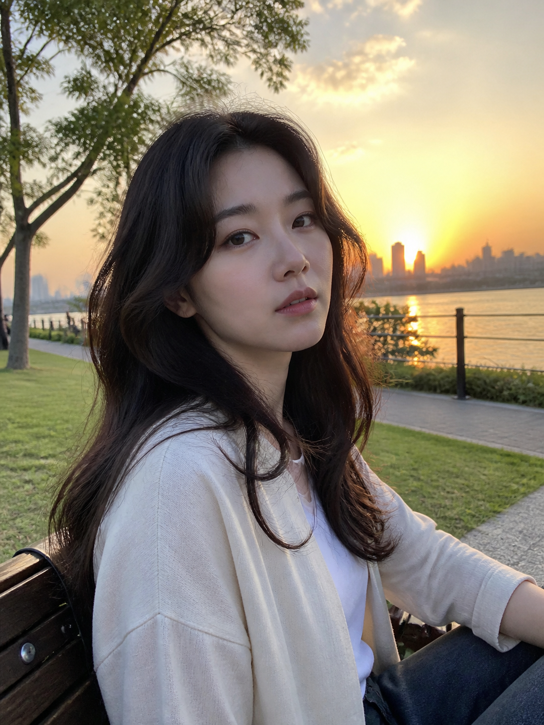 한강공원에서 찍은 노을 스냅