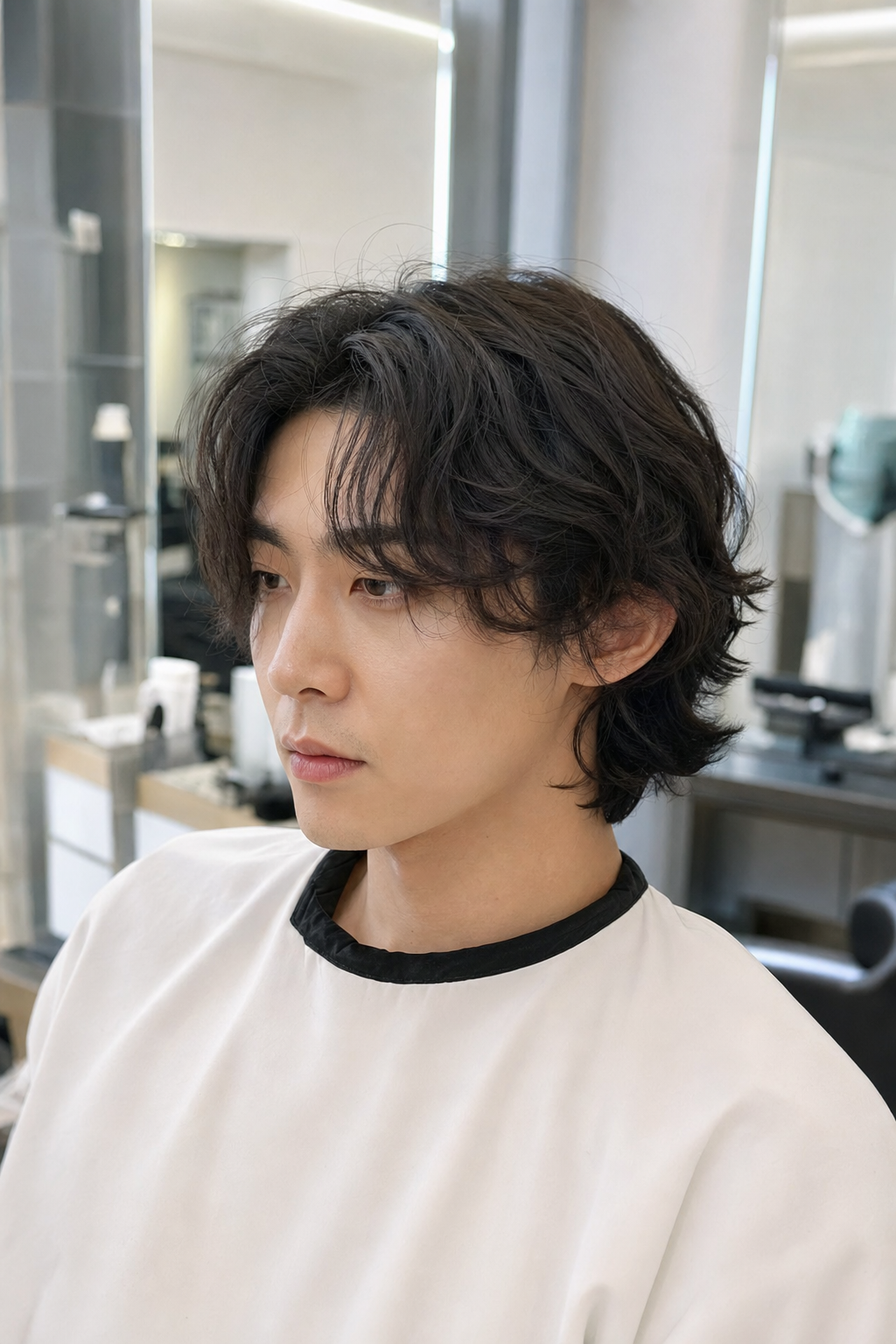 자연스러운 볼륨감이 돋보이는 남성 리프펌 스타일