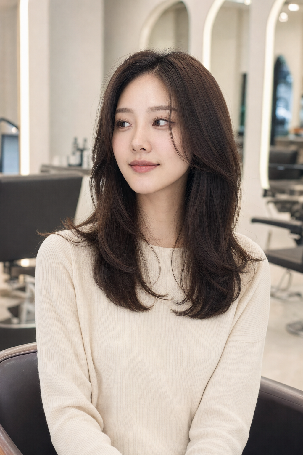 한소희 중단발 레이어드컷으로 연출한 산뜻하고 여성스러운 분위기