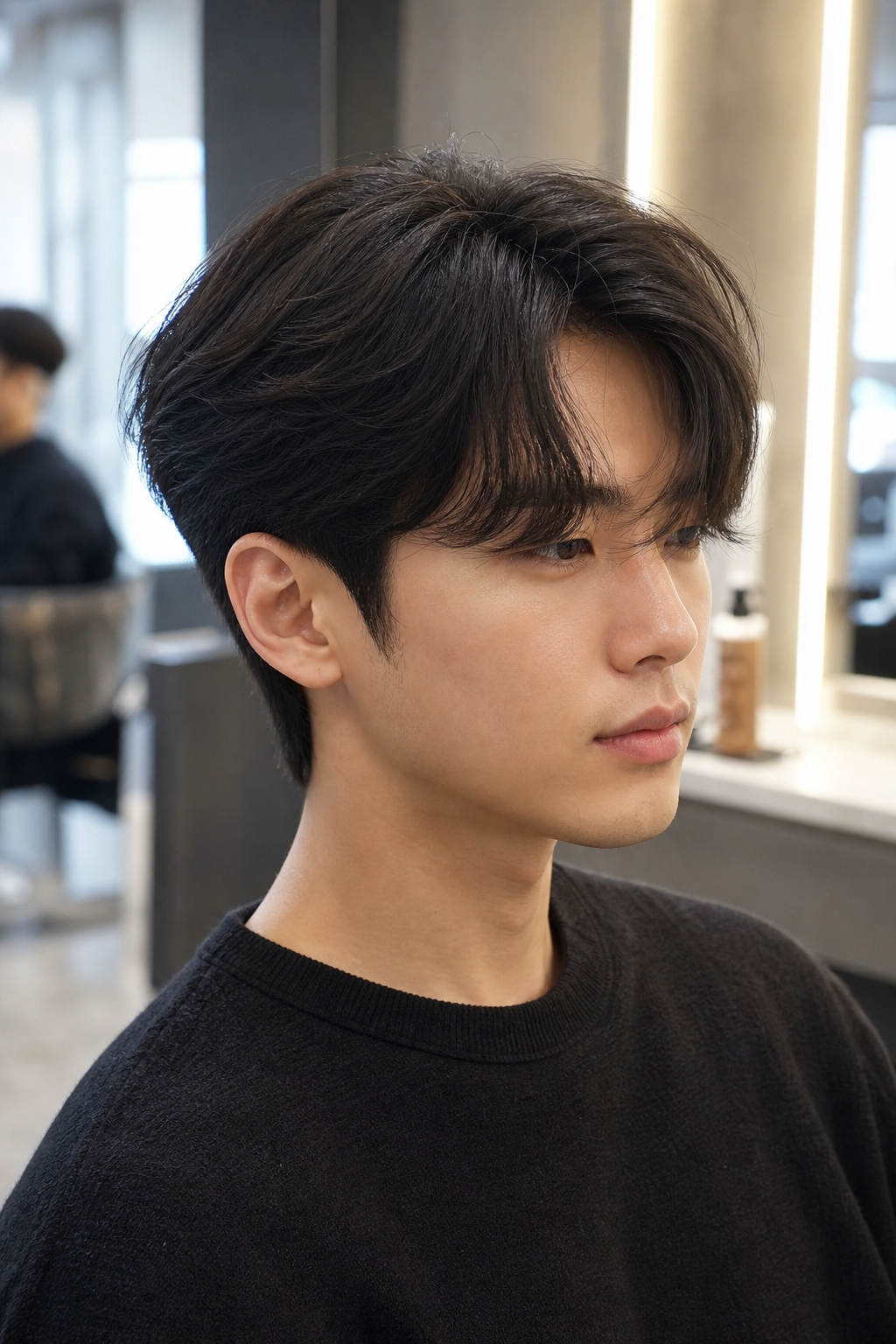 부드럽고 정돈된 댄디 가르마 스타일