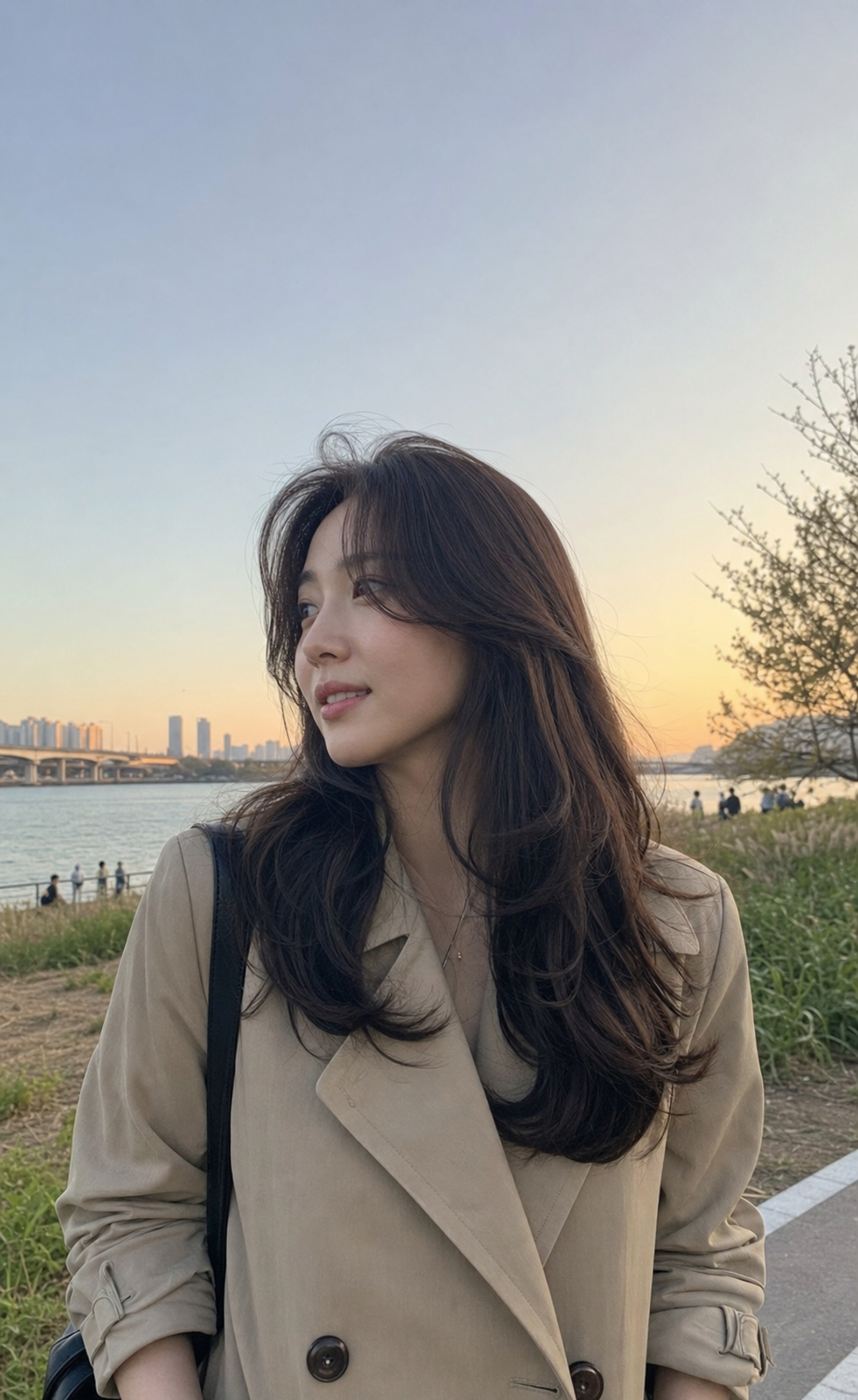 노을빛 한강공원에서 살짝 더 살아나는 볼륨감