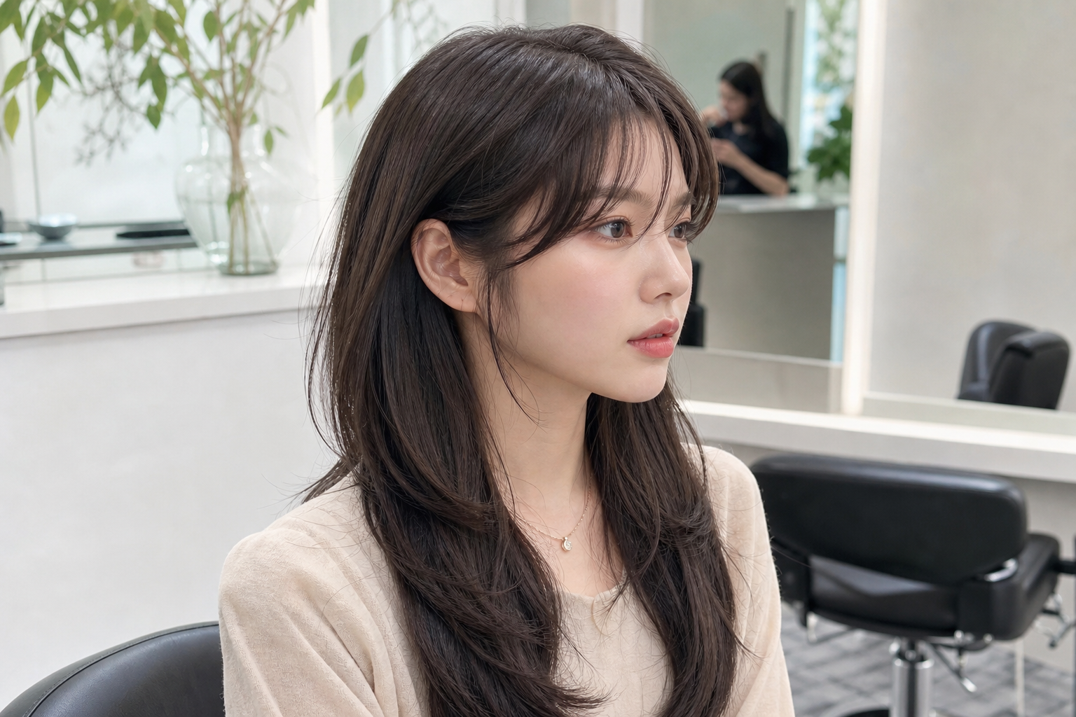 옆태와 분위기가 강조된 시크한 여자숏컷