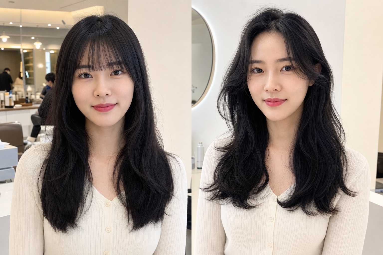 앞머리 유무에 따른 분위기 변화