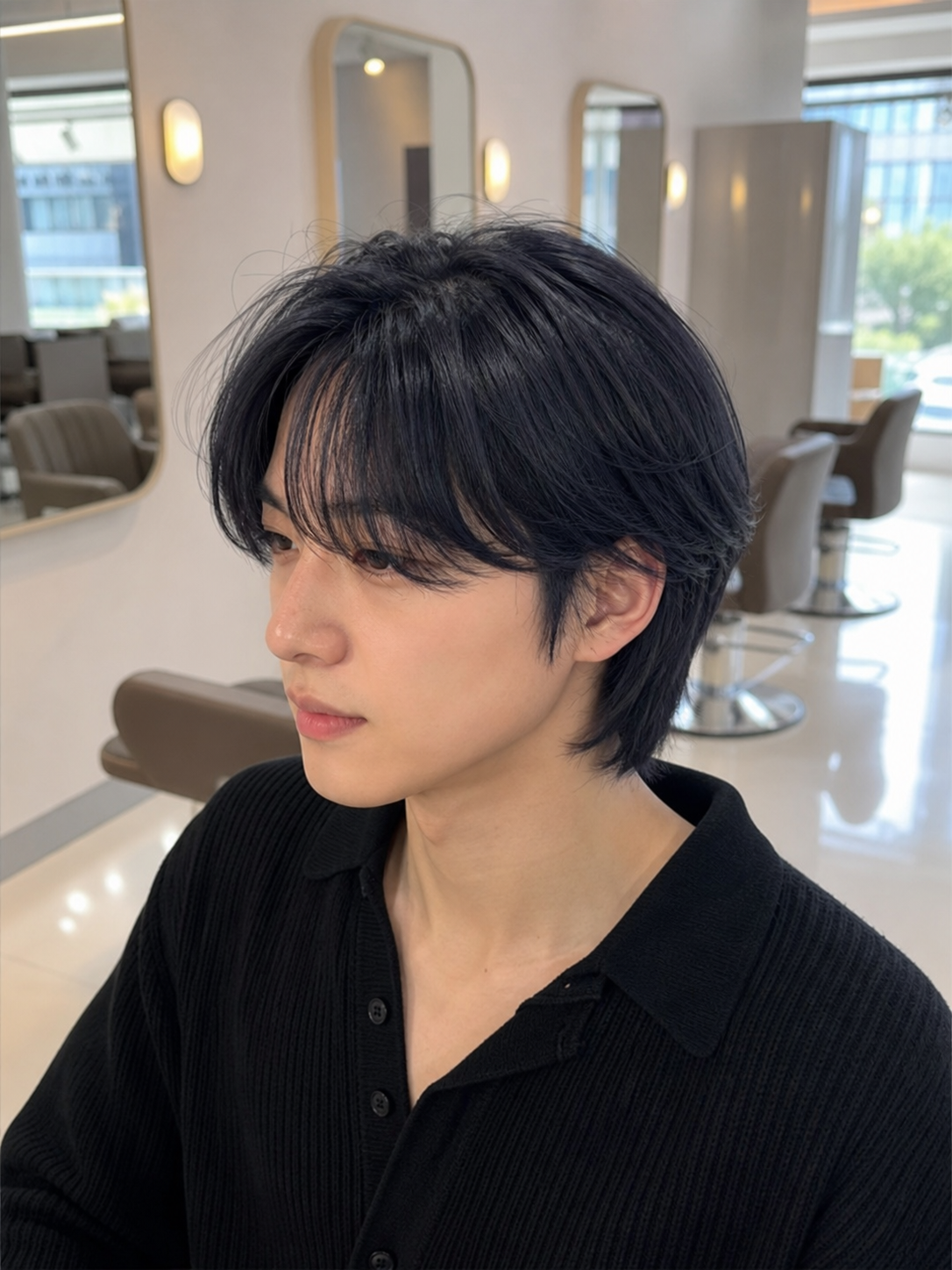 블루 그레이 염색 후 세련된 톤