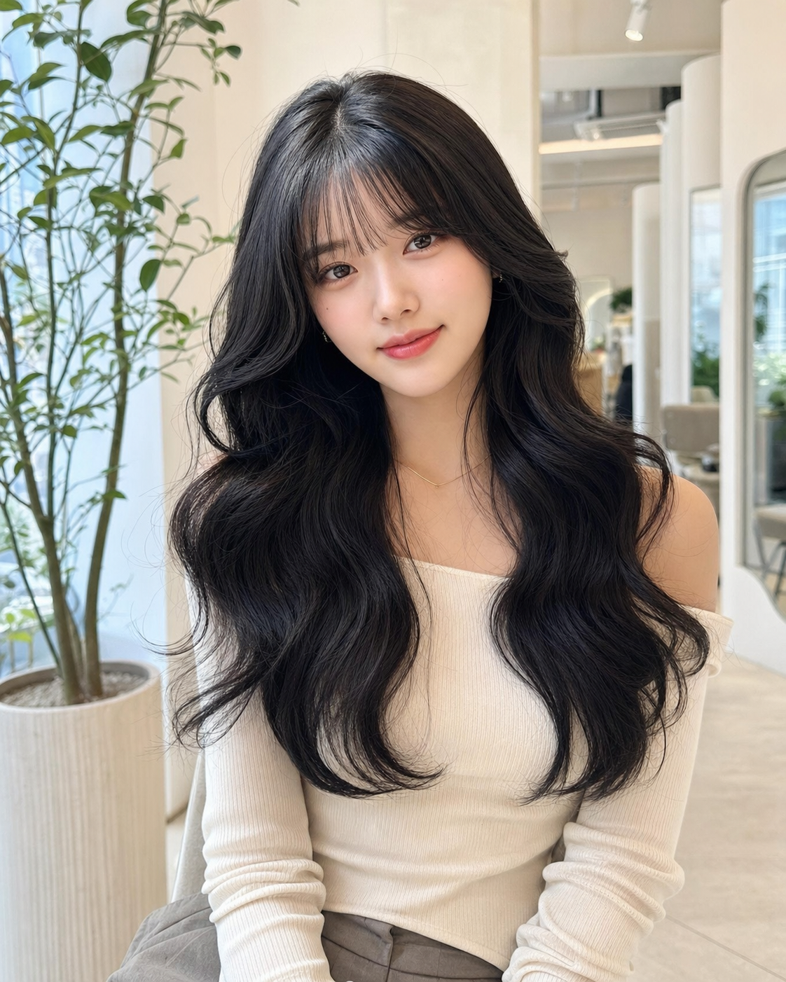자연스러운 굵은 S컬이 돋보이는 긴머리 굵은 웨이브펌