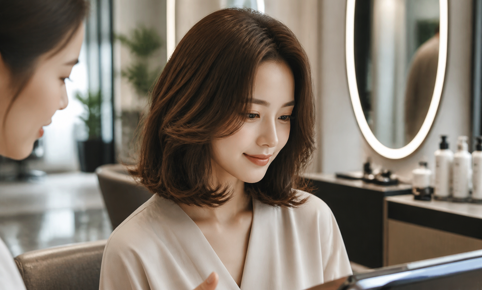 근처미용실 상담과 모발 진단 분위기