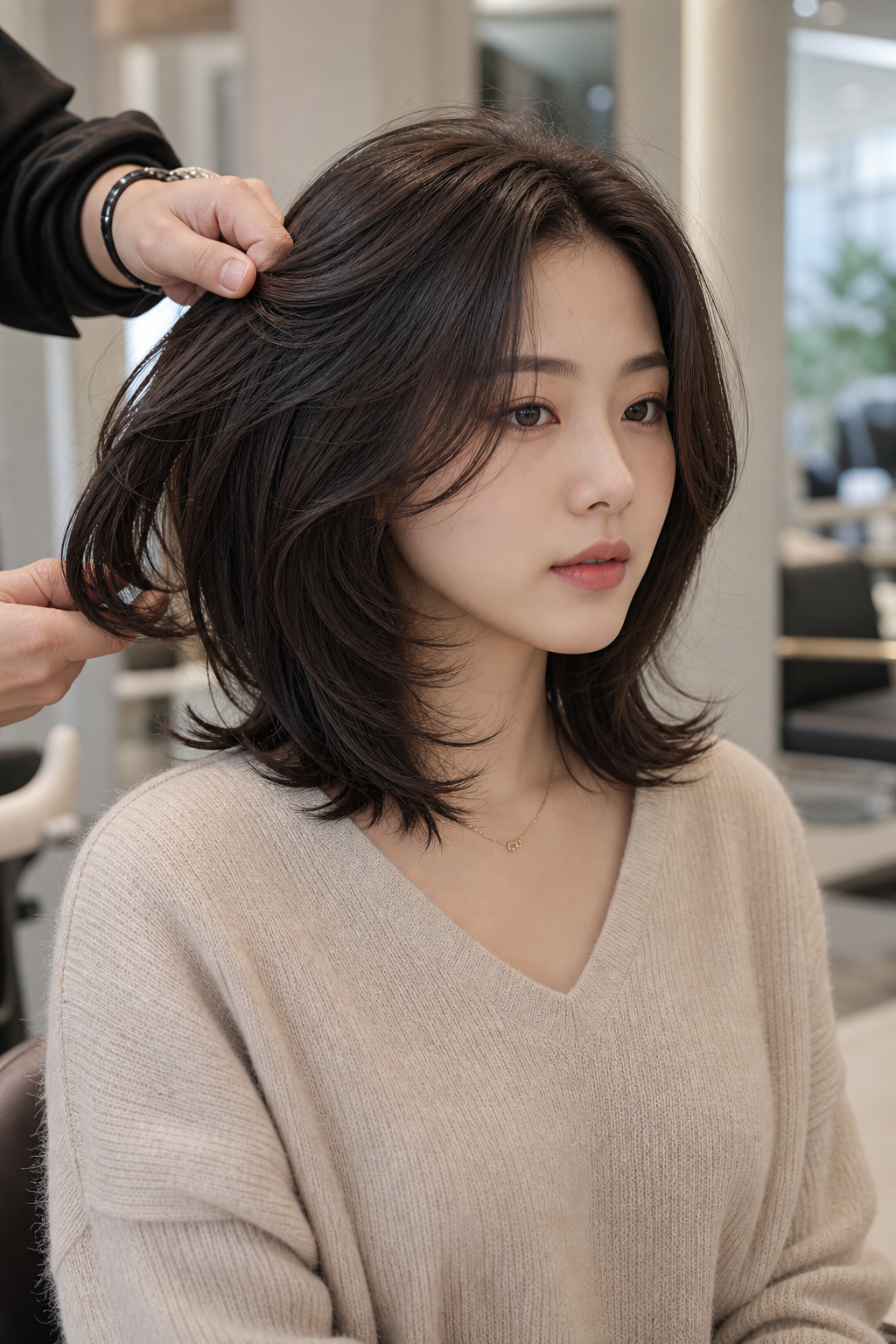 하이 레이어드컷으로 연출한 깔끔하고 입체적인 볼륨