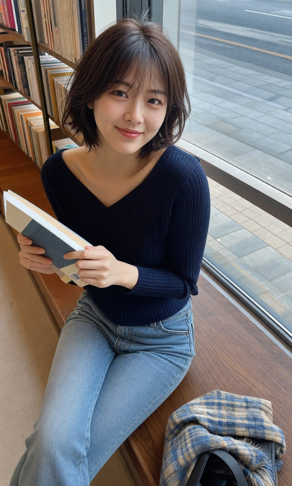 서점에서 담은 단발 레이어드 하니 무드