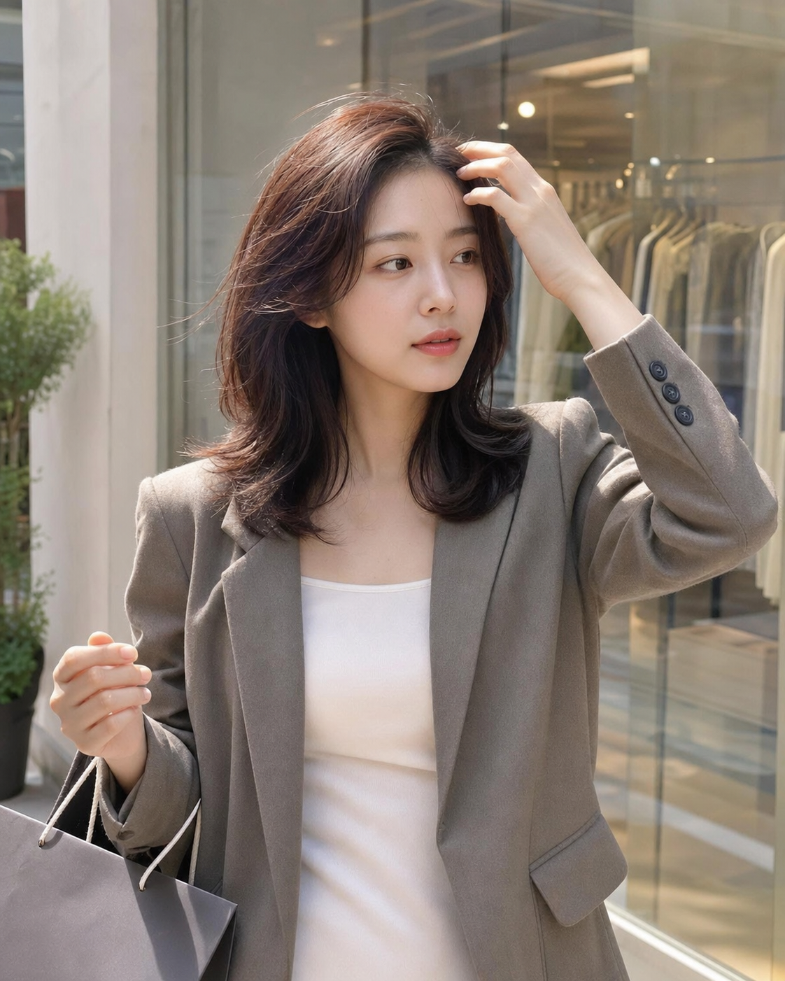 편집샵 앞 일상 스냅으로 보는 레이어드 스타일