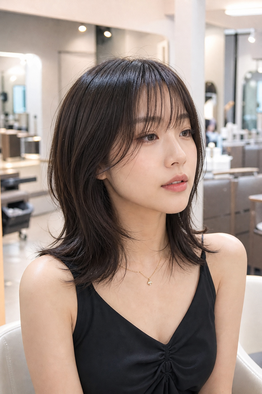 긴 머리에도 세련되게 어울리는 레이어드 허쉬컷