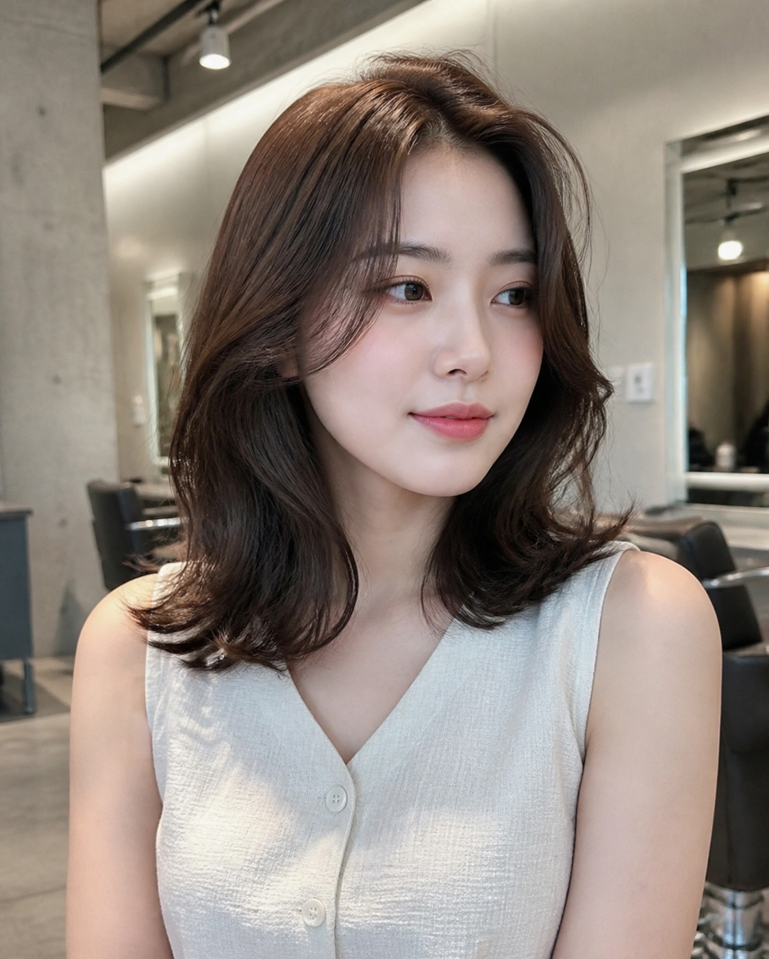 얼굴선을 부드럽게 감싸는 레이어드 히피펌