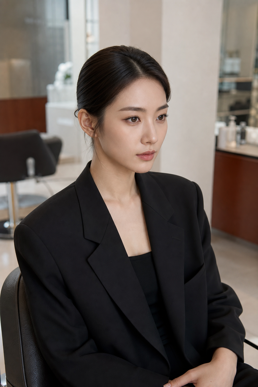 각진 얼굴형에 세련미를 더하는 미디번 스타일