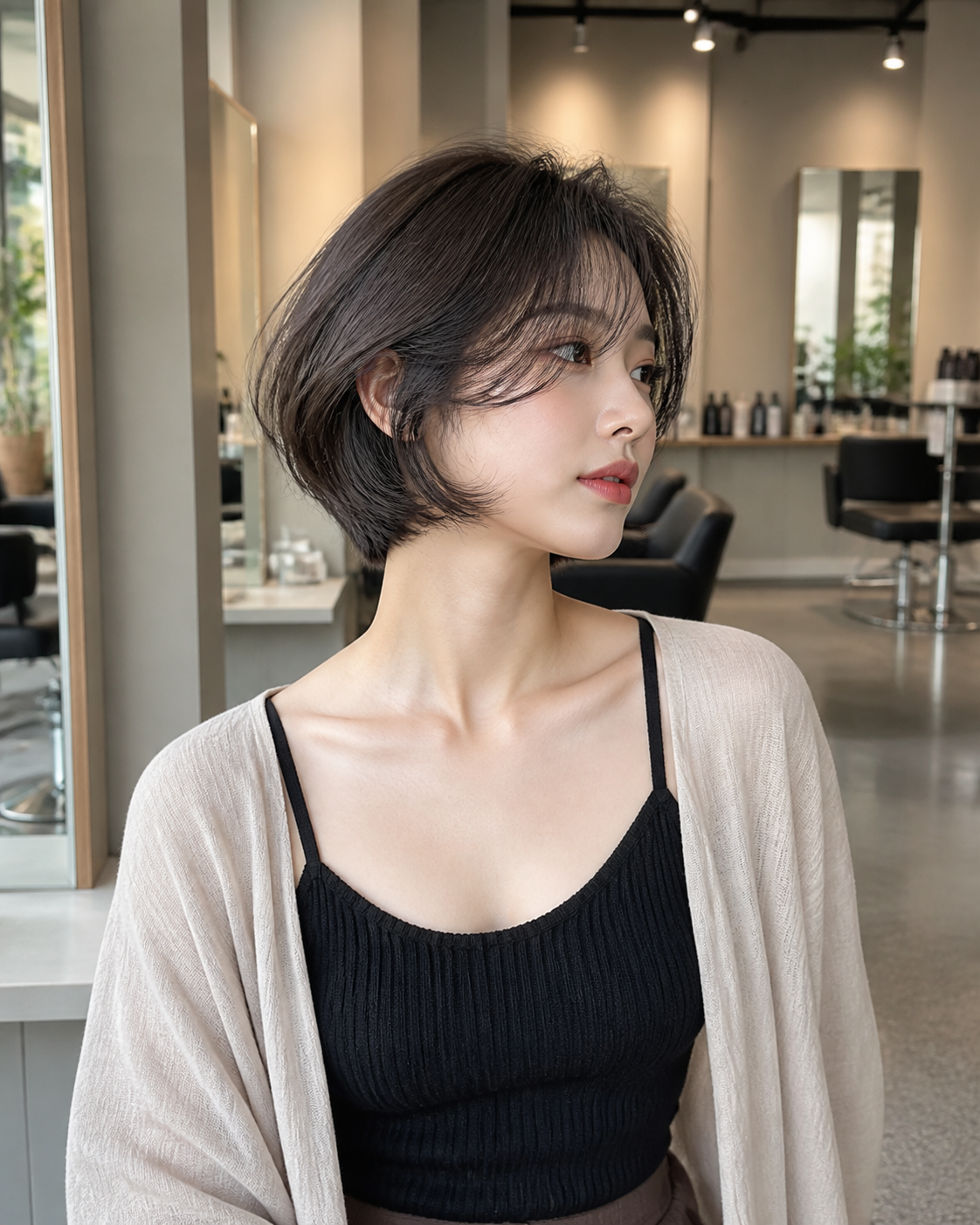 질감과 라인이 살아 있는 단발 스타일