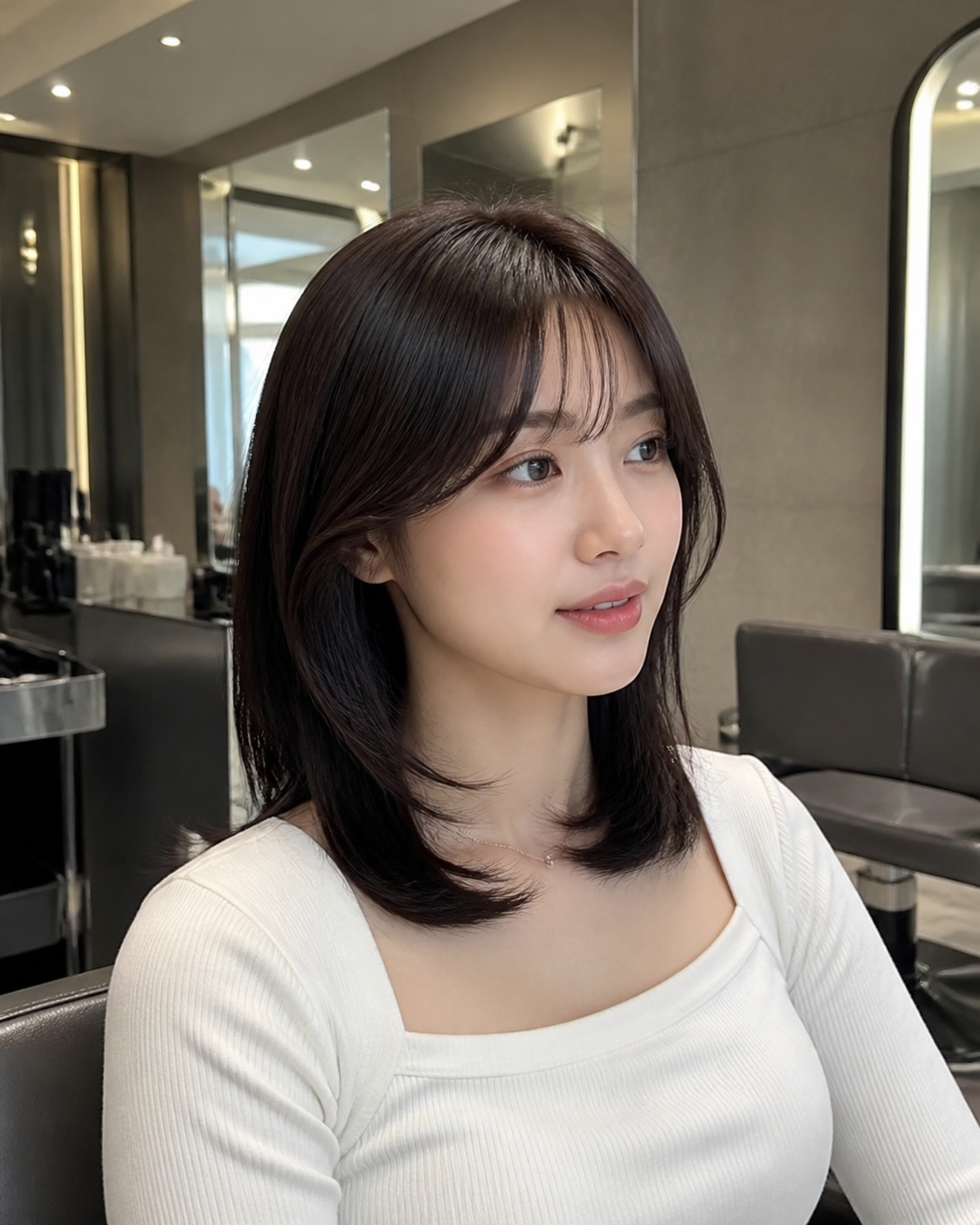 단발 레이어드C컬펌의 청순하고 가벼운 무드