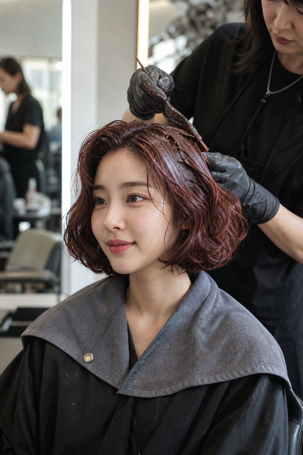 전문 디자이너의 손길로 완성되는 레드브라운 염색