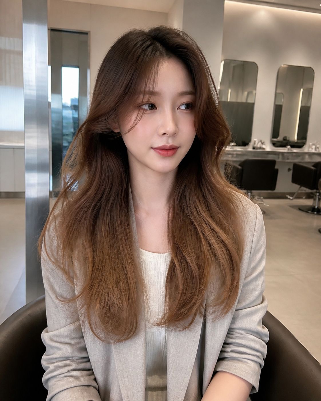 세미 히피펌과 함께 연출한 잔머리펌 무드