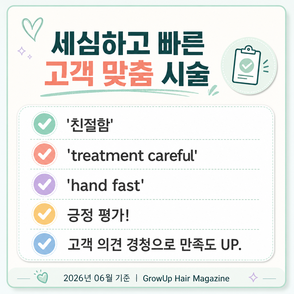 세심하고 빠른 고객 맞춤 시술 — '친절함', 'treatment careful', 'hand fast' 긍정 평가! 고객 의견 경청으로 만족