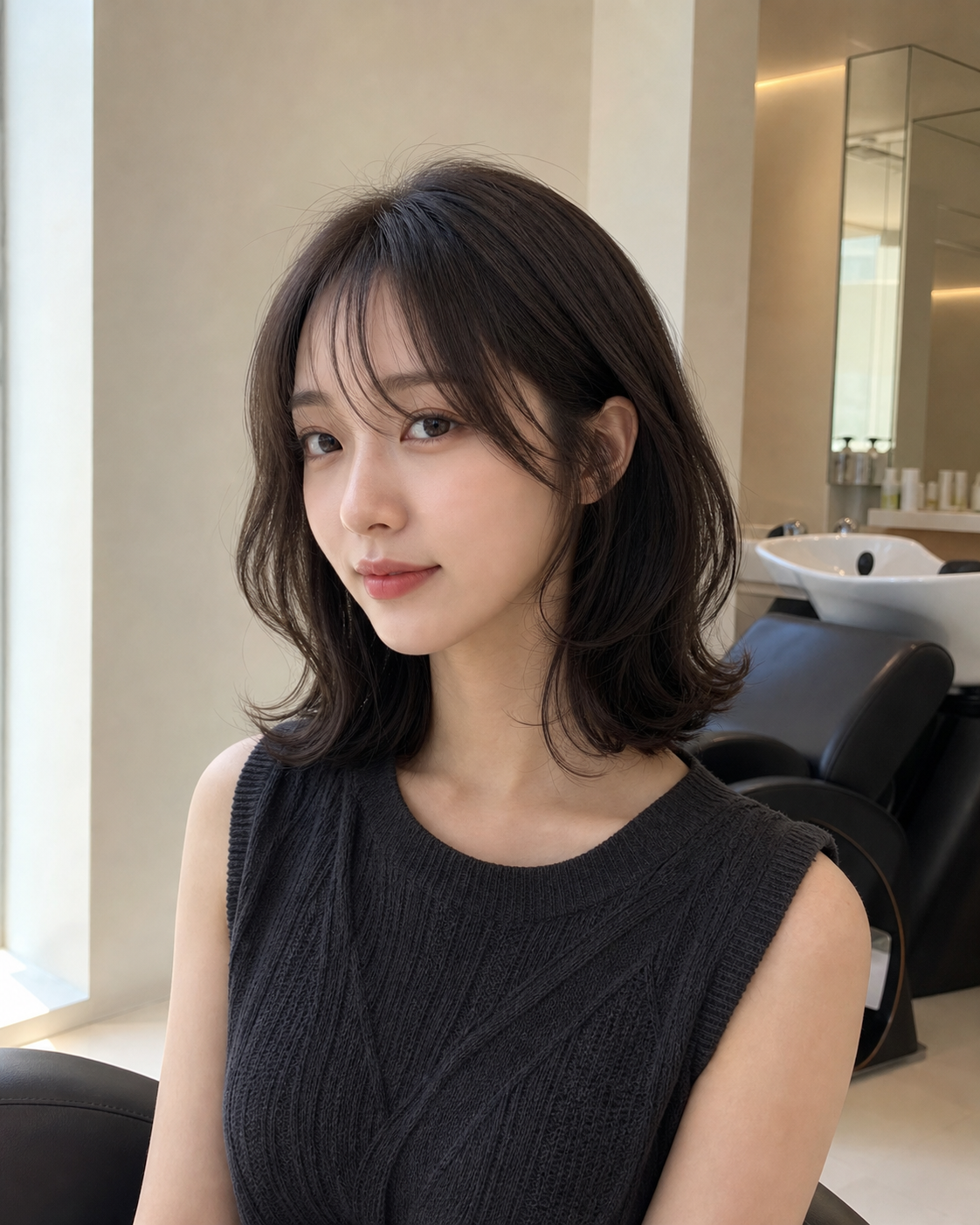 굵은 웨이브와 여신 머리 분위기를 담은 이미지