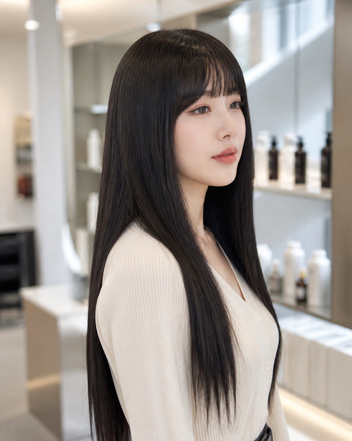 머릿결과 볼륨이 살아난 건강한 헤어 이미지
