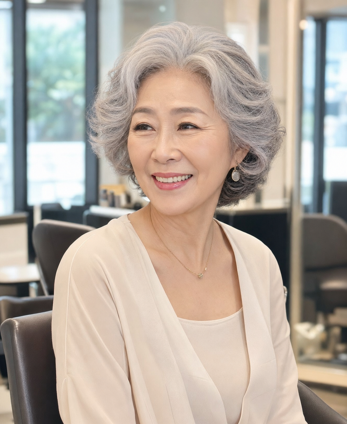 얼굴선을 부드럽게 감싸는 옆모습 중심 이미지