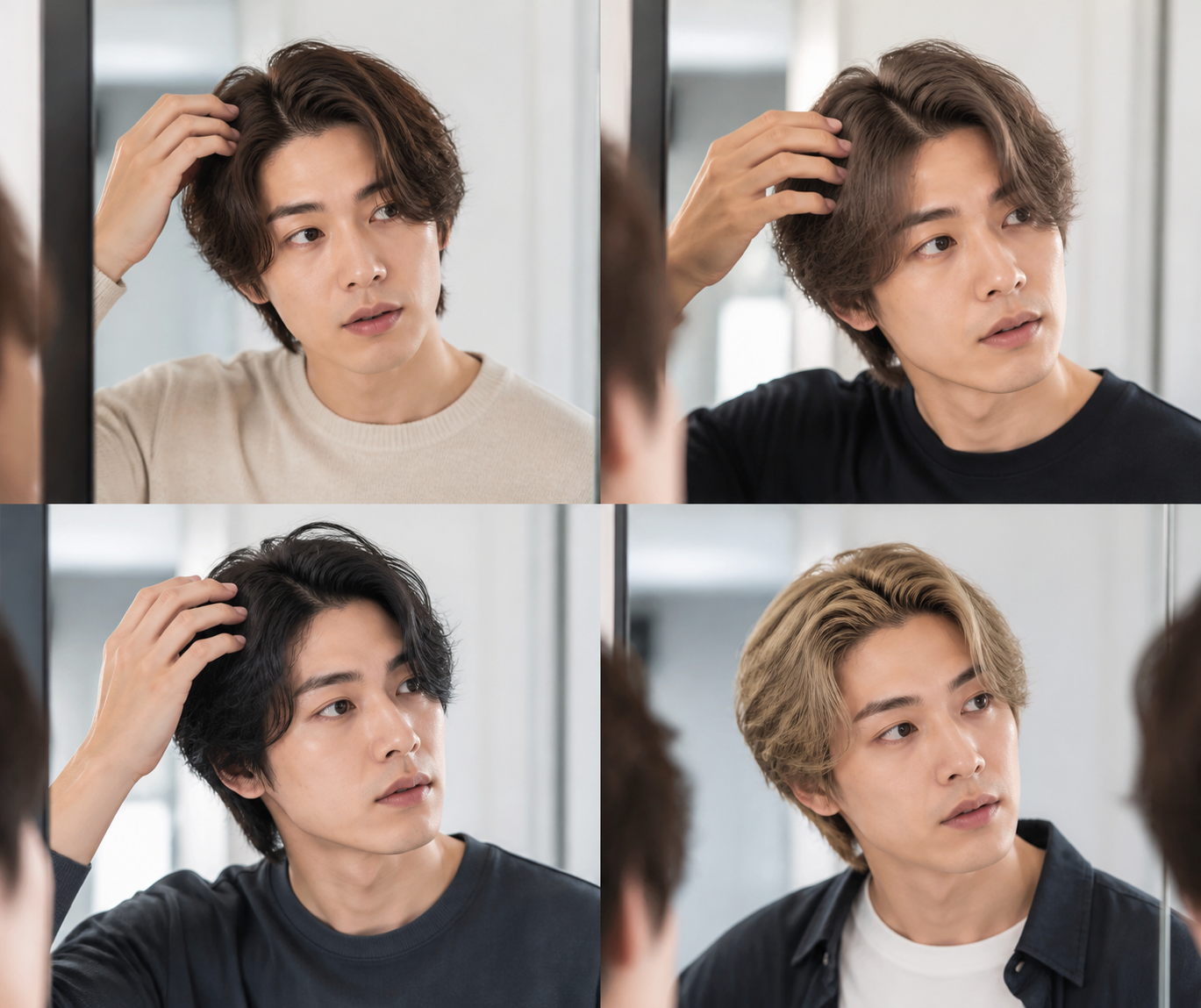 새치 커버 효과를 확인하는 장면