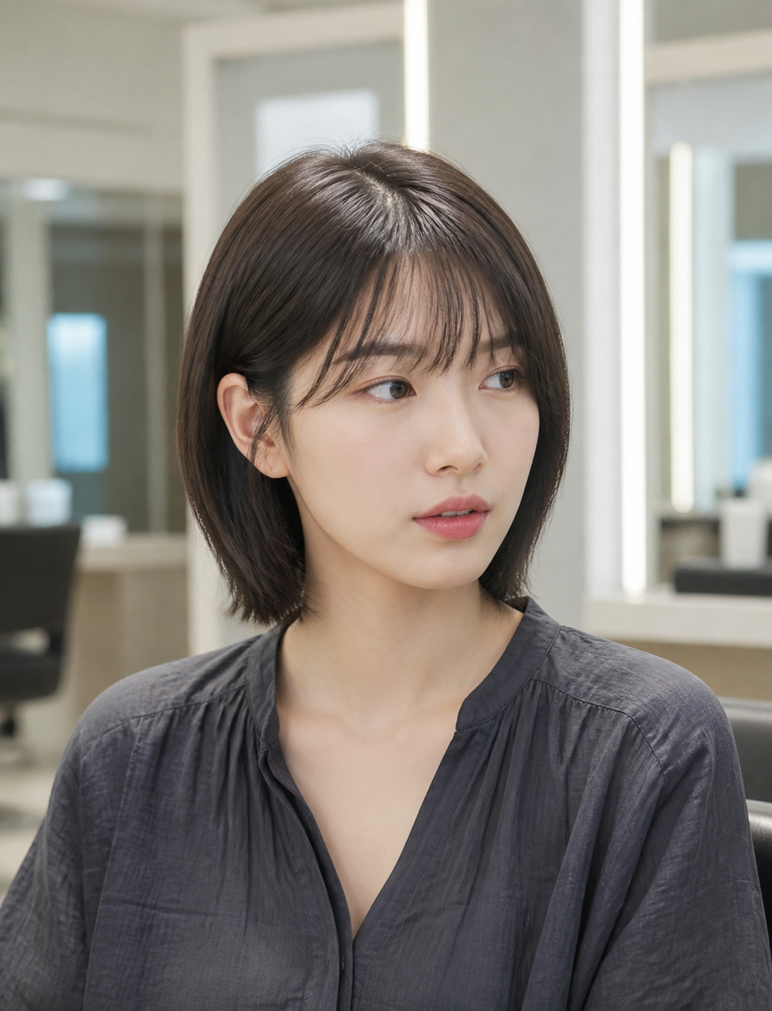 단발헤어스타일의 세련된 분위기 연출