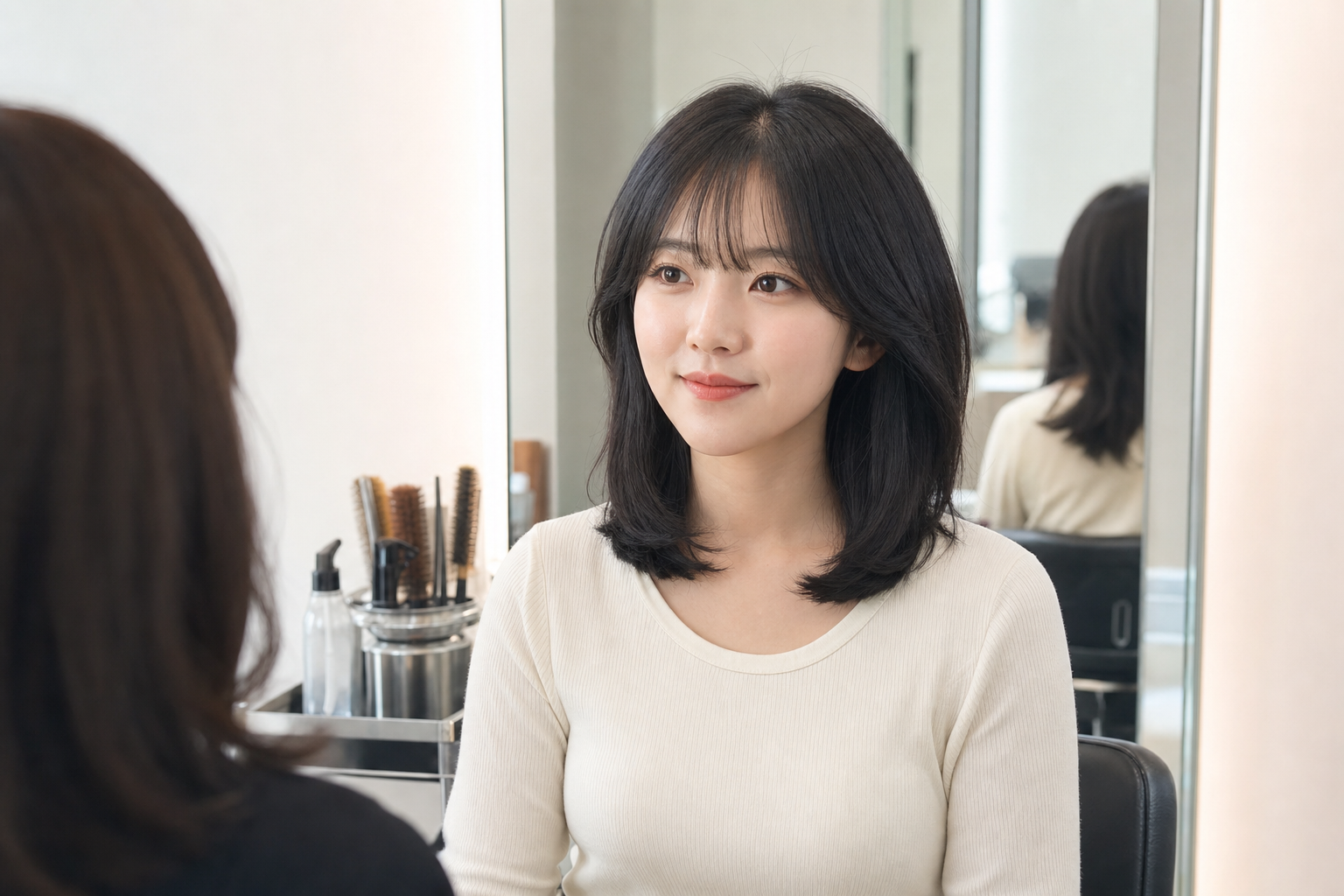 미용실 상담 시 참고하기 좋은 정돈된 실루엣