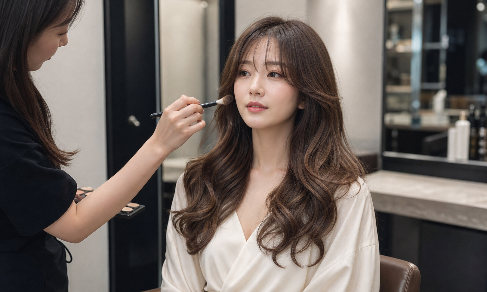 프리미엄 살롱의 염색과 메이크업 공간