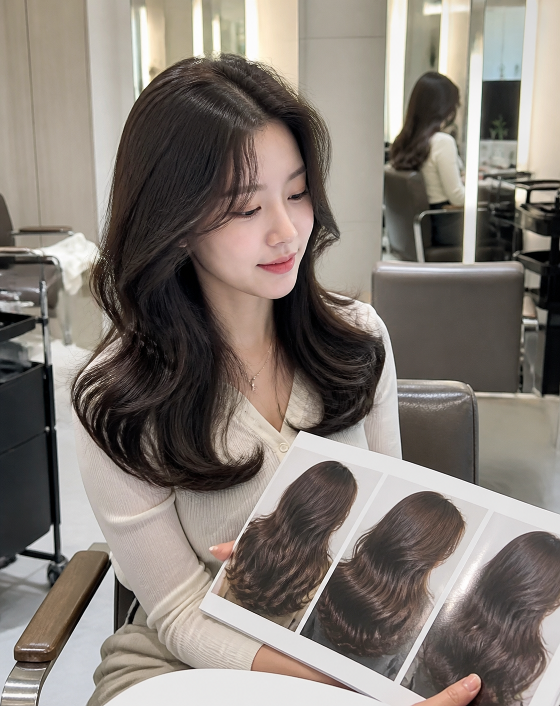 펌 상담과 웨이브 스타일 비교 장면