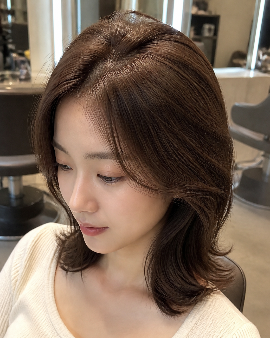 자연스러운 헤나 염색 후 모발 질감을 보여주는 이미지