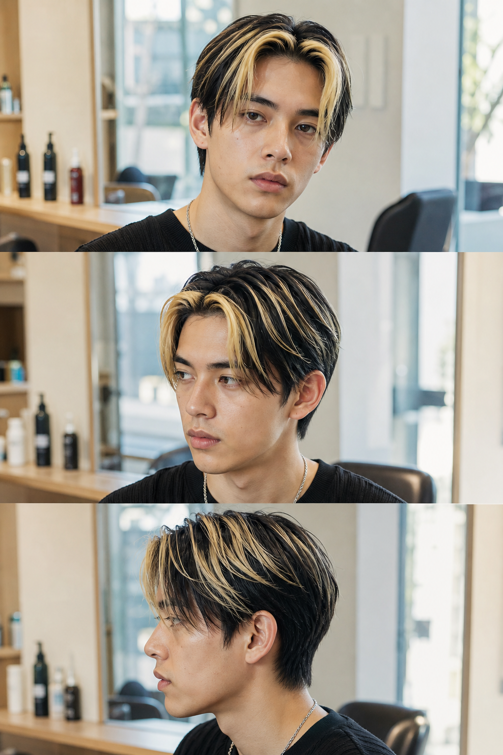 개성을 강조하는 굵고 선명한 브릿지 헤어 스타일