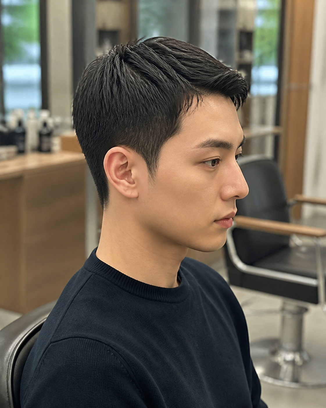 시술 직후의 깔끔한 드롭컷
