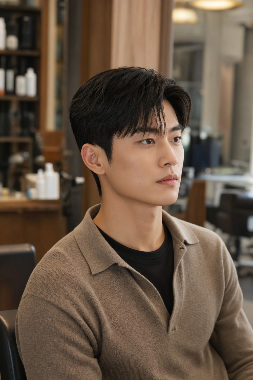 슬림한 옆라인과 자연스러운 앞머리 흐름이 돋보이는 슬릭 가일컷