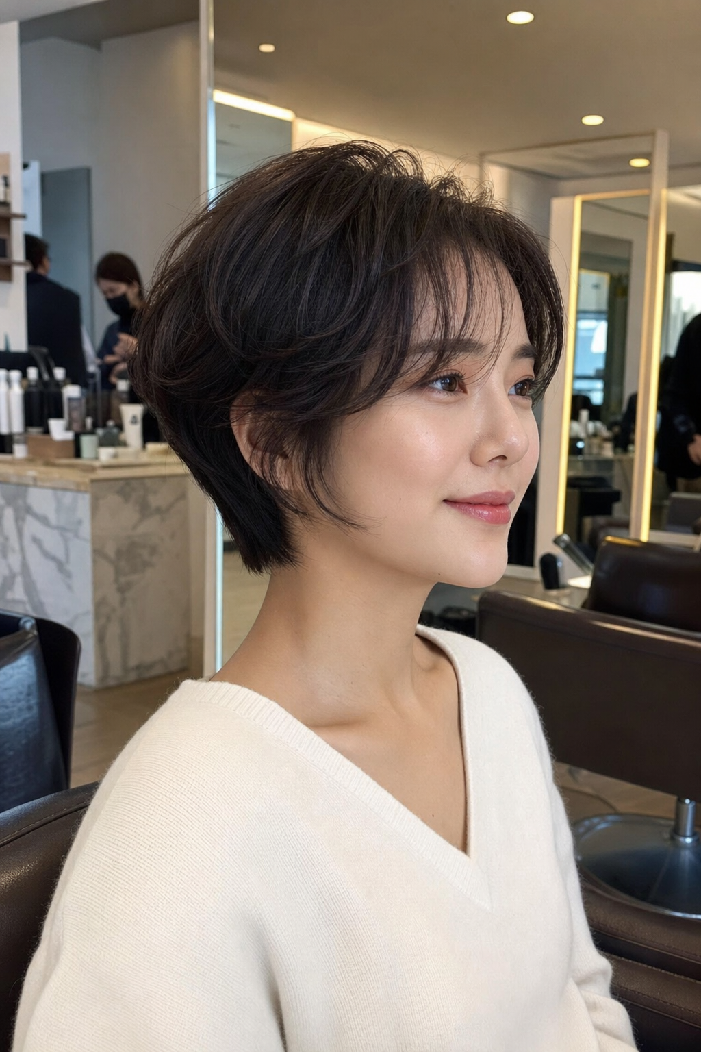 톤다운 염색 후 건강하고 윤기 있는 모발