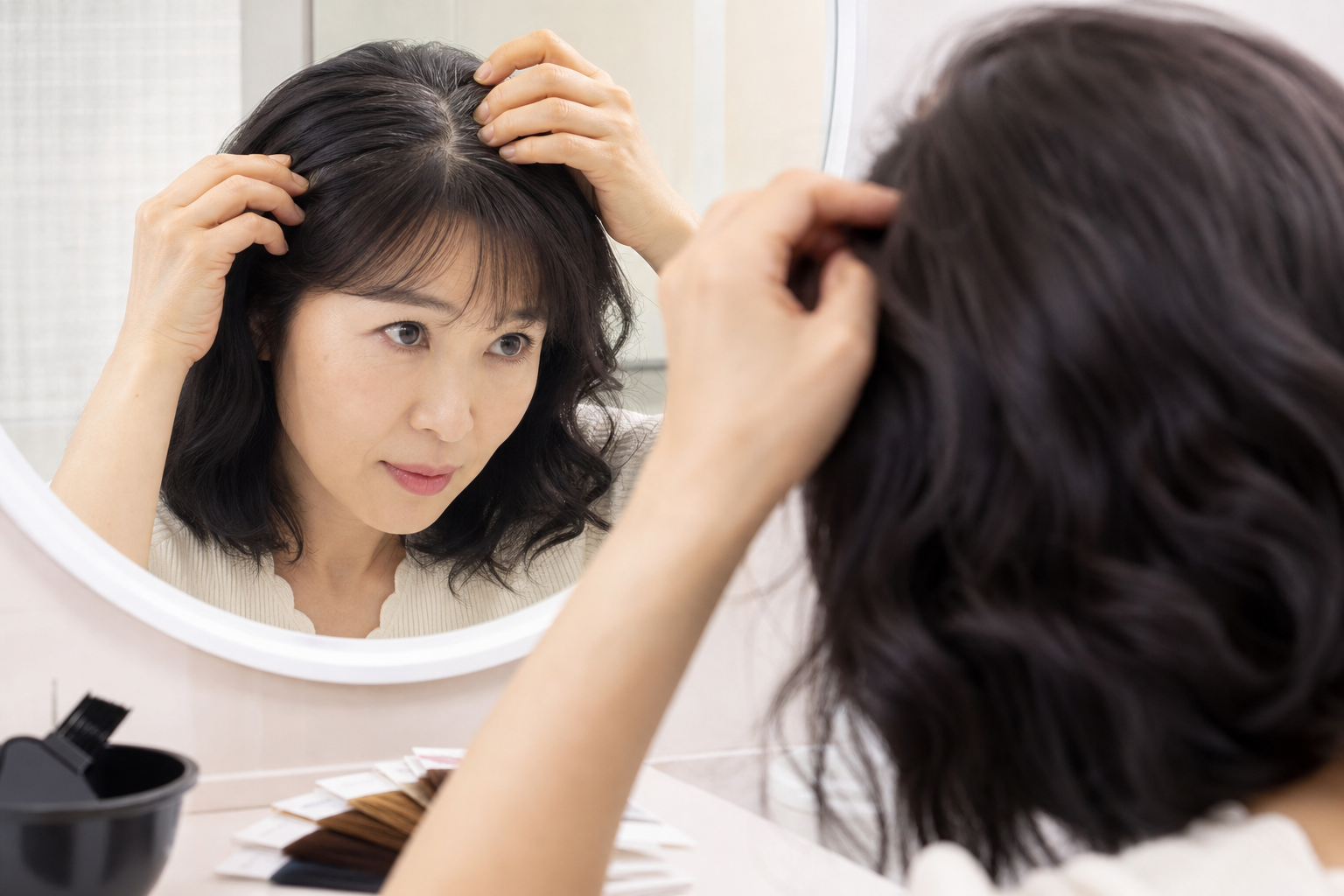 밝은갈색 새치 커버 전 상태 점검