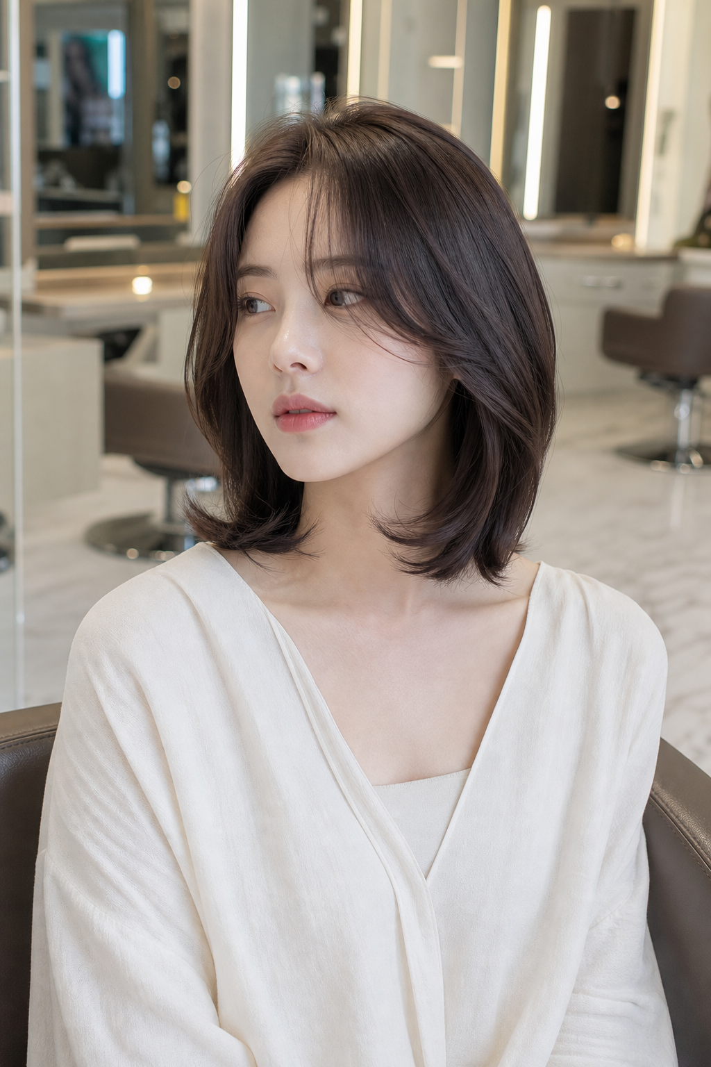 얼굴형을 보완하는 페이스라인 컷과 자연스러운 볼륨감
