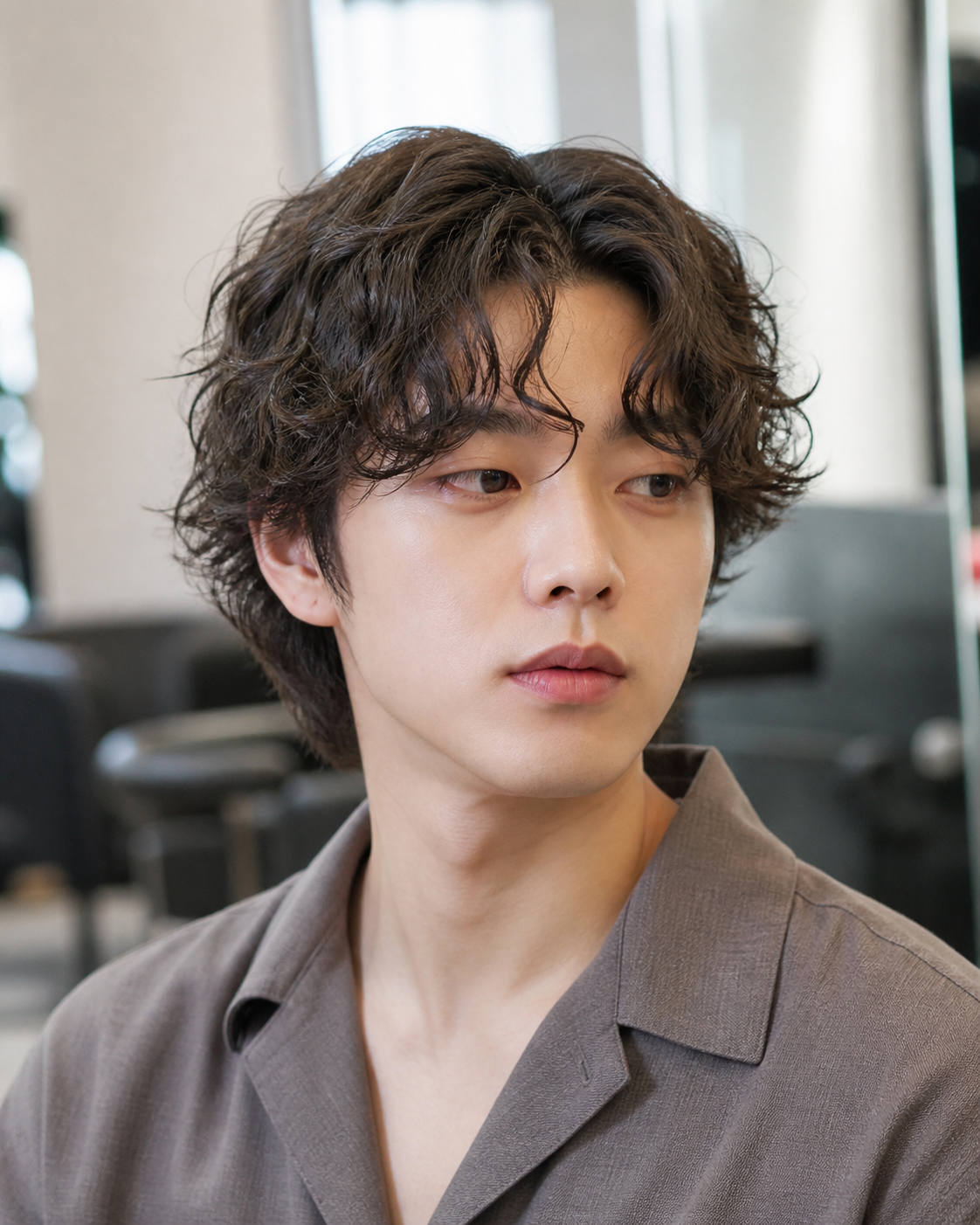 자연스러운 컬감의 남자히피펌