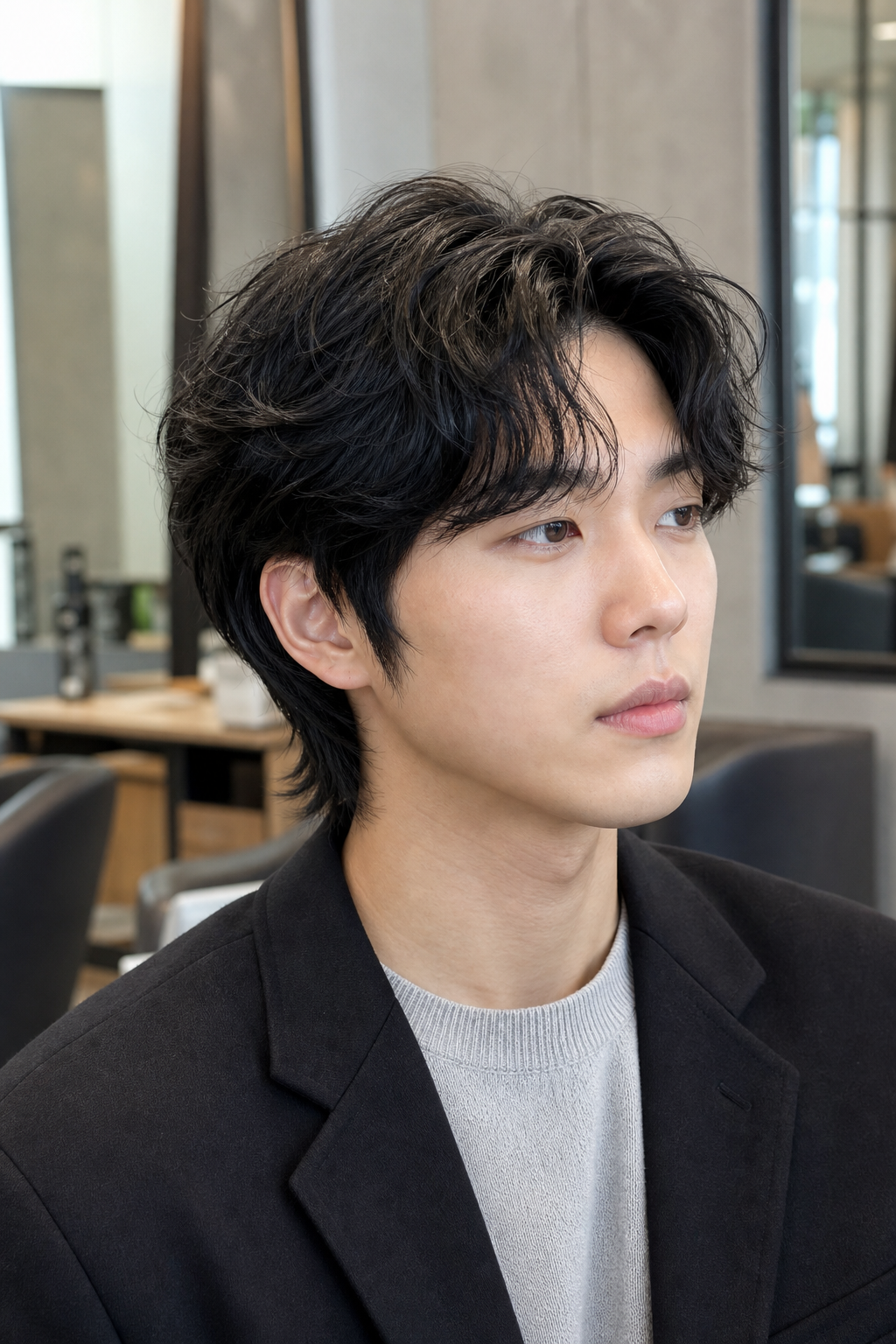 숱 많은 머리도 가능한 가르마펌 스타일