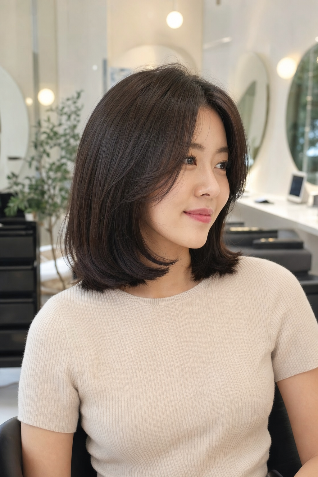 손질이 쉬운 자연스러운 C컬펌 스타일