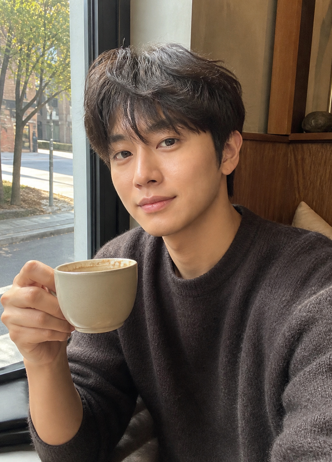 카페 창가에서 보이는 시스루 댄디컷