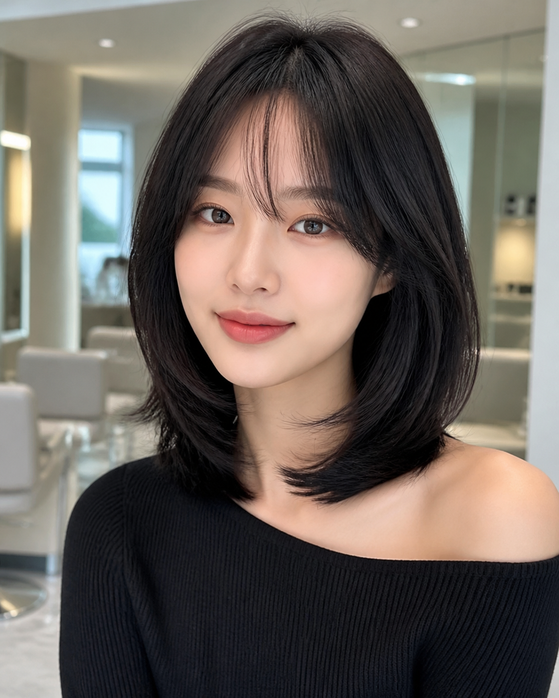 중단발 레이어드펌의 가장 대표적인 세련된 분위기