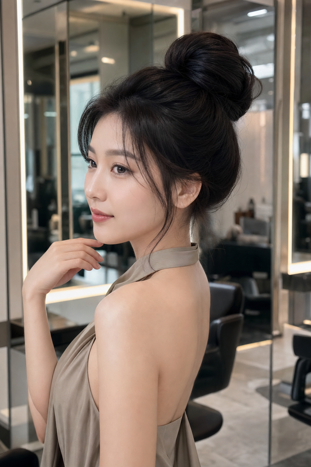 25인치 슬림핀 포니테일로 연출한 풍성한 하이번