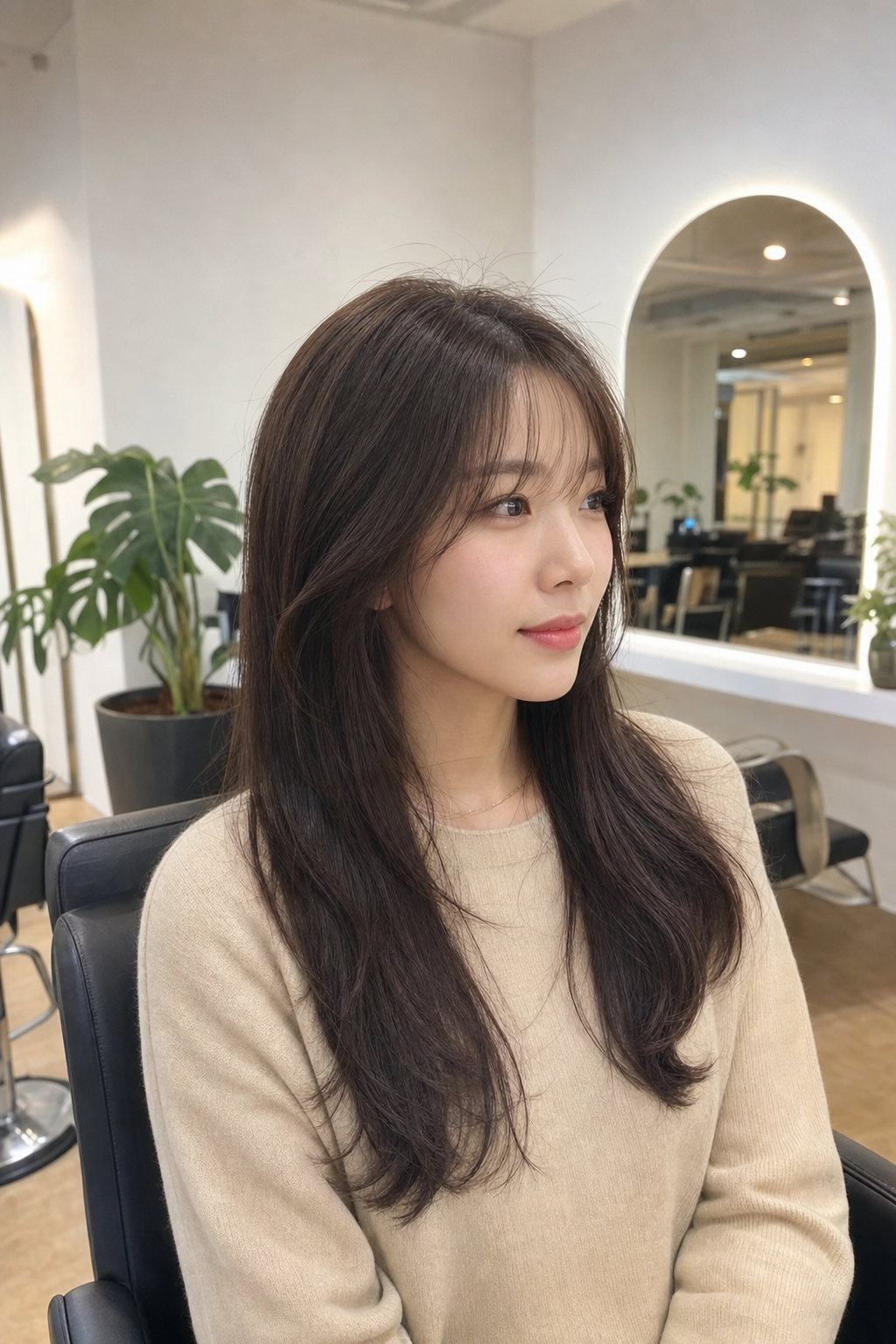 단백질 케어 후 윤기 있는 염색 결과