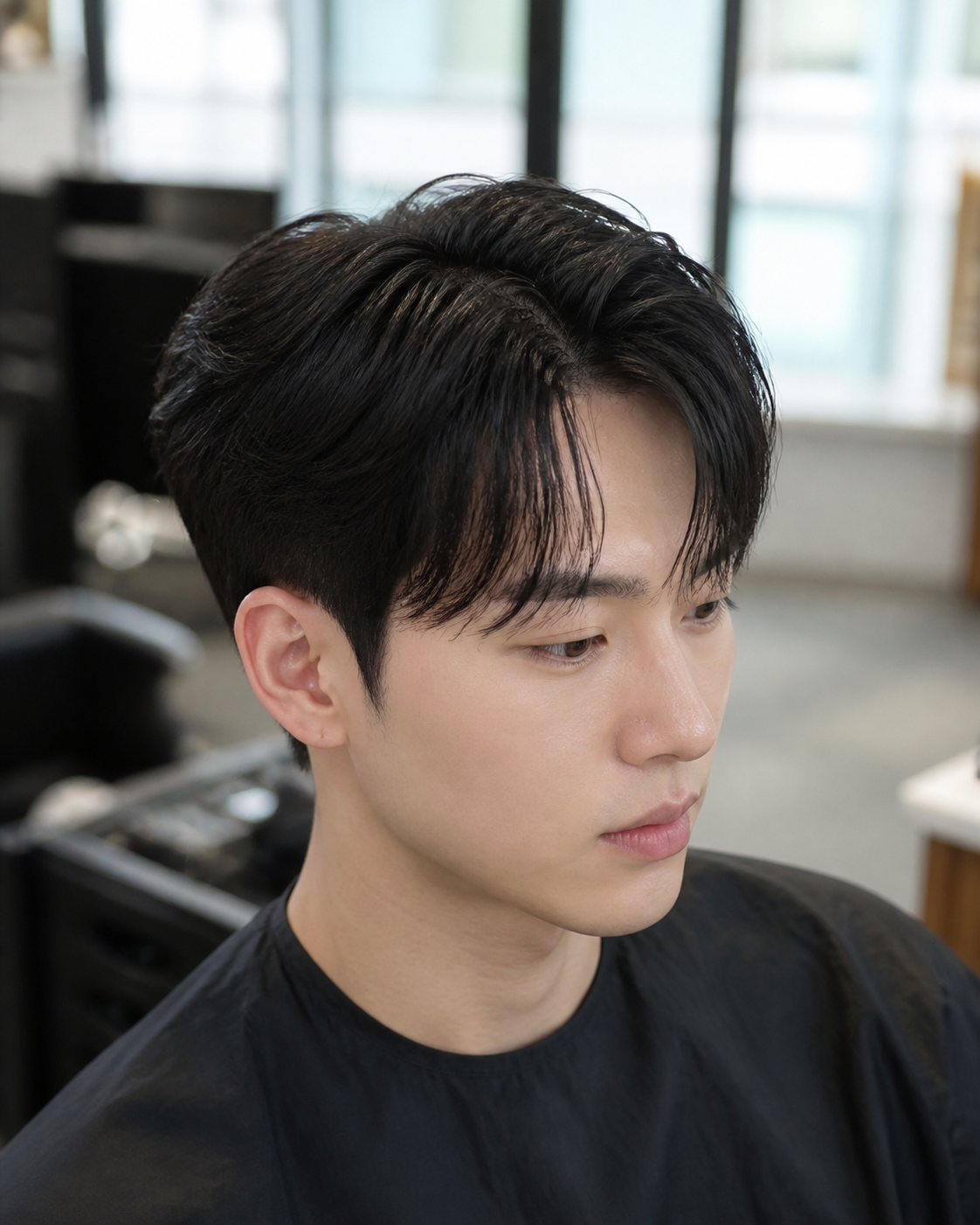 긴 드롭컷의 자연스러운 연출