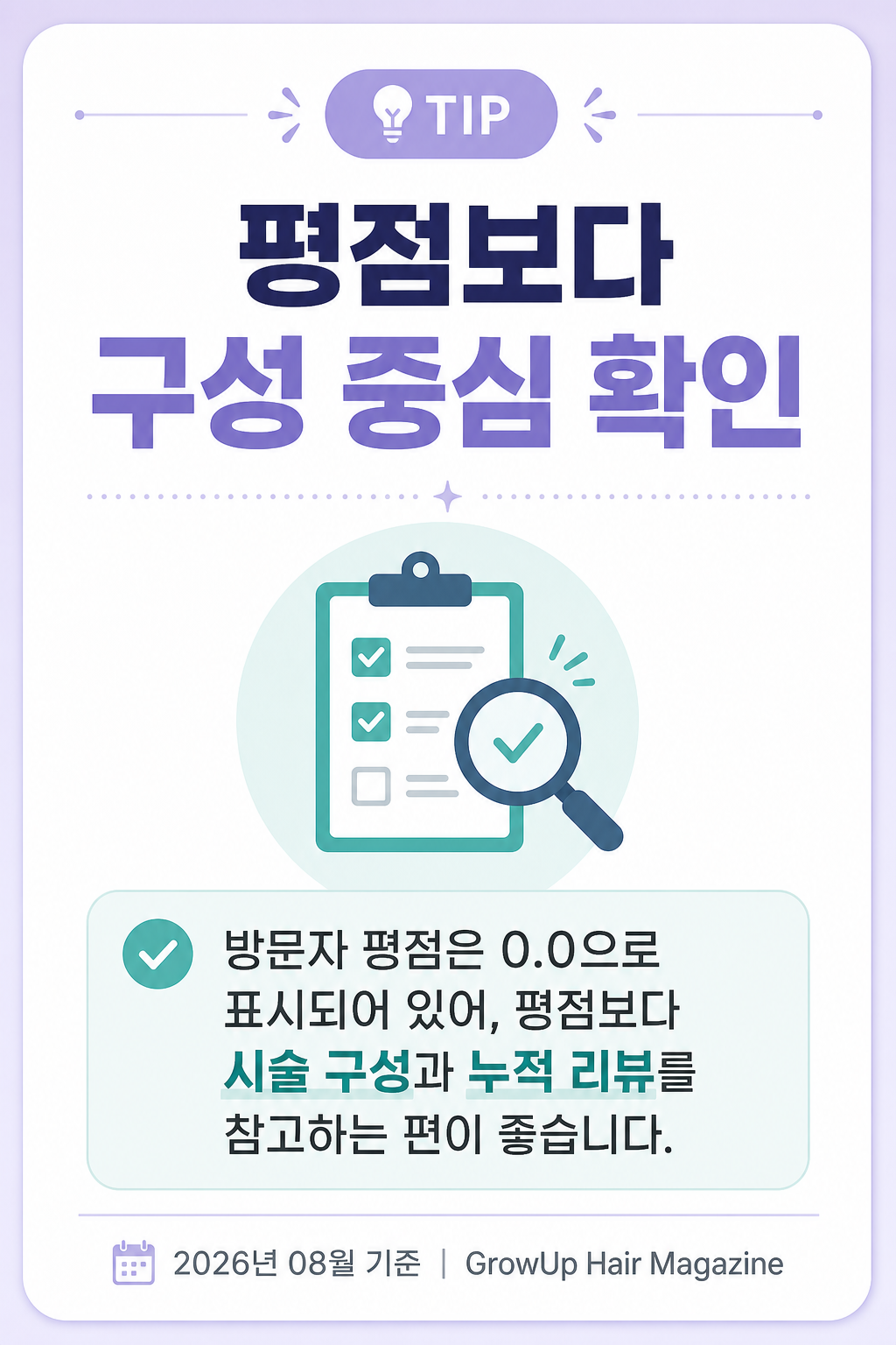 평점보다 구성 중심 확인 — 방문자 평점은 0.0으로 표시되어 있어, 평점보다 시술 구성과 누적 리뷰를 참고하는 편이 좋습니다.
