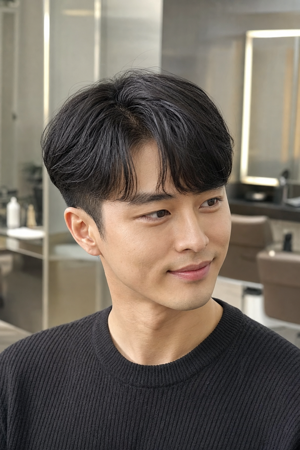 세련되고 자연스러운 투블럭 가르마펌 스타일