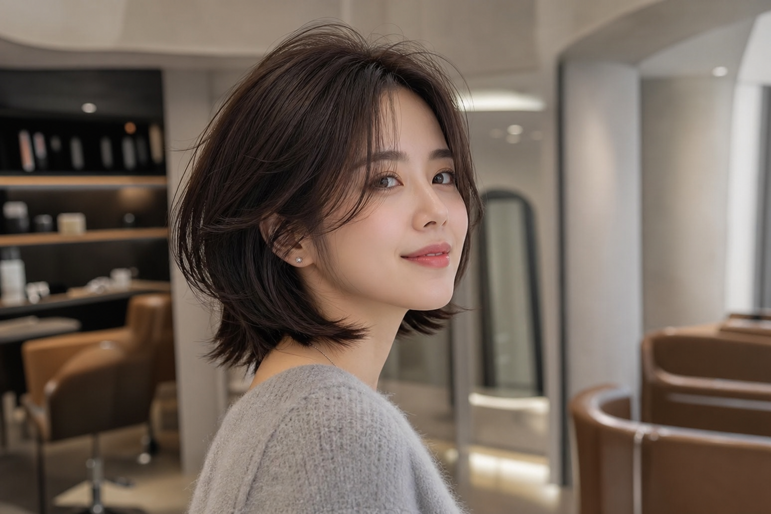 세련된 느낌을 주는 레이어드 단발컷 스타일