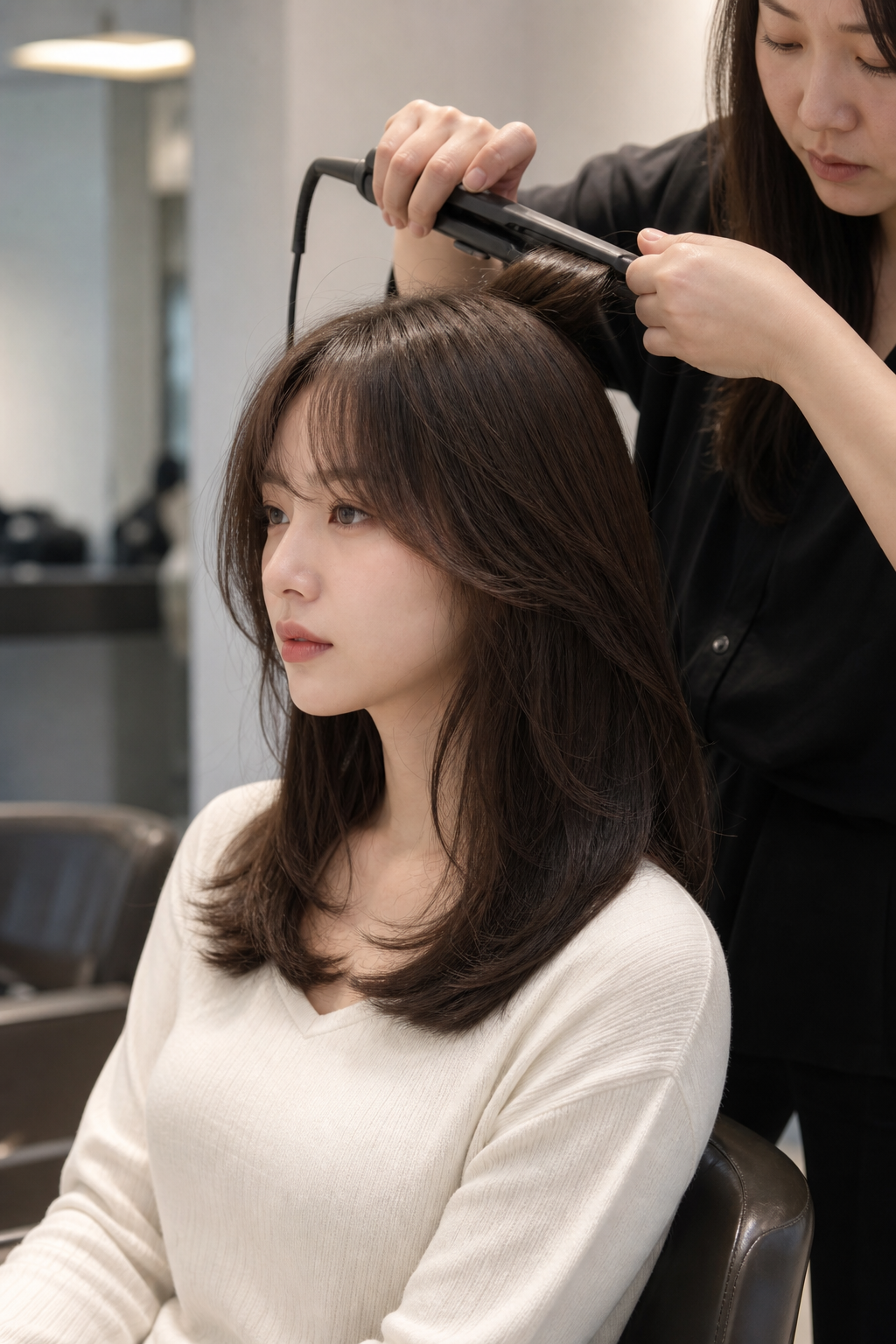 볼륨매직 시술 중 뿌리 볼륨을 섬세하게 살리는 과정